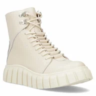 Botki damskie - Botki damskie na platformie skórzane ocieplane beżowe Filippo DBT6312/24-39 - miniaturka - grafika 1