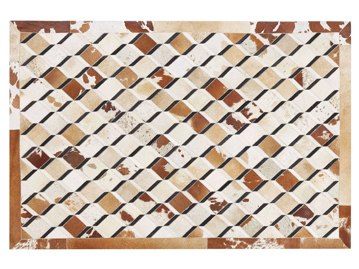 Beliani Dywan patchwork skórzany 160 x 230 cm brązowy SERINOVA