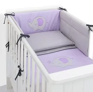 Pościel dla dzieci - MAMO-TATO 3-el pościel dla niemowląt 100x135 do łóżeczka70x140cm - Słonik fioletowy / popiel - miniaturka - grafika 1