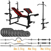 Ławki treningowe - Zestaw Kulturystyczny Sapphire Solid 80Kg Z Ławką Xg500, Gryf Prosty + Mocnołamany - miniaturka - grafika 1