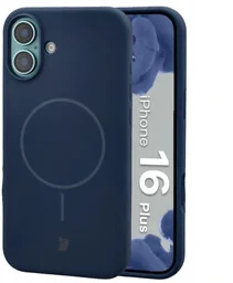 Bizon Silikonowe etui z pierścieniem magnetycznym Soft Case Magnetic do iPhone 16 Plus, granatowe - Etui i futerały do telefonów - miniaturka - grafika 1