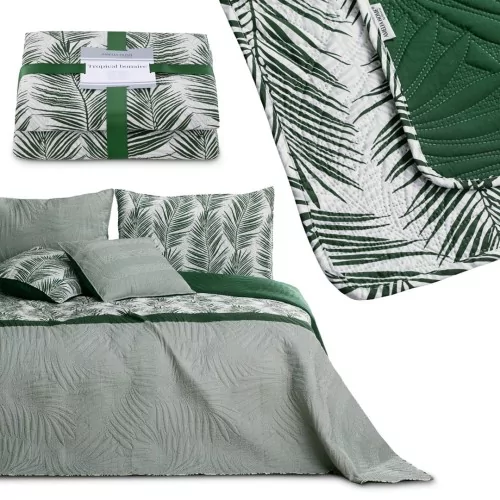AmeliaHome Narzuta na łóżko Tropical Bonairebutelkowy zielony, 220 x 240 cm