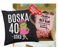 Gadżety dla niej i dla niego - Zestaw prezentowy na 40 urodziny - kubek na 40 z imieniem oraz poduszka - miniaturka - grafika 1