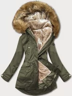 Kurtki damskie - PIKOWANA PARKA ZIMOWA DAMSKA KHAKI-BEŻ (M-21356) - LHD - miniaturka - grafika 1