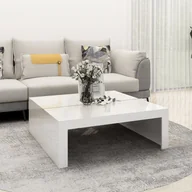 Ławy i stoliki kawowe - VidaXL Lumarko Stolik kawowy, wysoki połysk, biały, 100x100x35 cm, płyta 808573 VidaXL - miniaturka - grafika 1