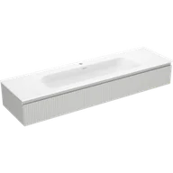 Szafki łazienkowe - Mexen Rivel szafka łazienkowa 140 cm z umywalką Vela, 1 szuflada, ryflowana , szara mat/biała mat - 91A20-16023-1-BF62-W23M01 - miniaturka - grafika 1