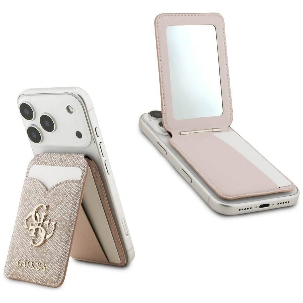 Portfel z lusterkiem Guess 4G Stand & Mirror Magsafe różowy