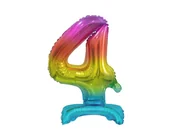 Balony i akcesoria - Godan Balon foliowy stojący cyfra 4 tęczowa - 38 cm BC-ATT4 - miniaturka - grafika 1