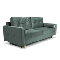 Sofy i kanapy - Sofa STELLA w kolorze metaliczna zieleń z funkcją spania i pojemnikiem na pościel - miniaturka - grafika 1