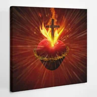 Ikony i obrazy sakralne - Najświętsze Serce Jezusa - obraz polycanvas, 30x30 - miniaturka - grafika 1