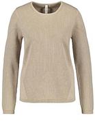 Swetry damskie - Gerry Weber Damski sweter z bawełny raglanowy, długi rękaw, sweter z długim rękawem, okrągły dekolt, sweter w paski, Light Taupe-melanż, 38 - miniaturka - grafika 1
