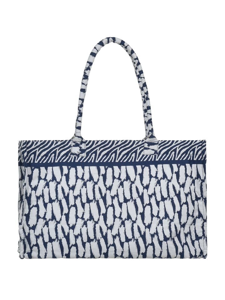 BLE Shopper bag w kolorze biało-granatowym - 45 x 37 x 20 cm