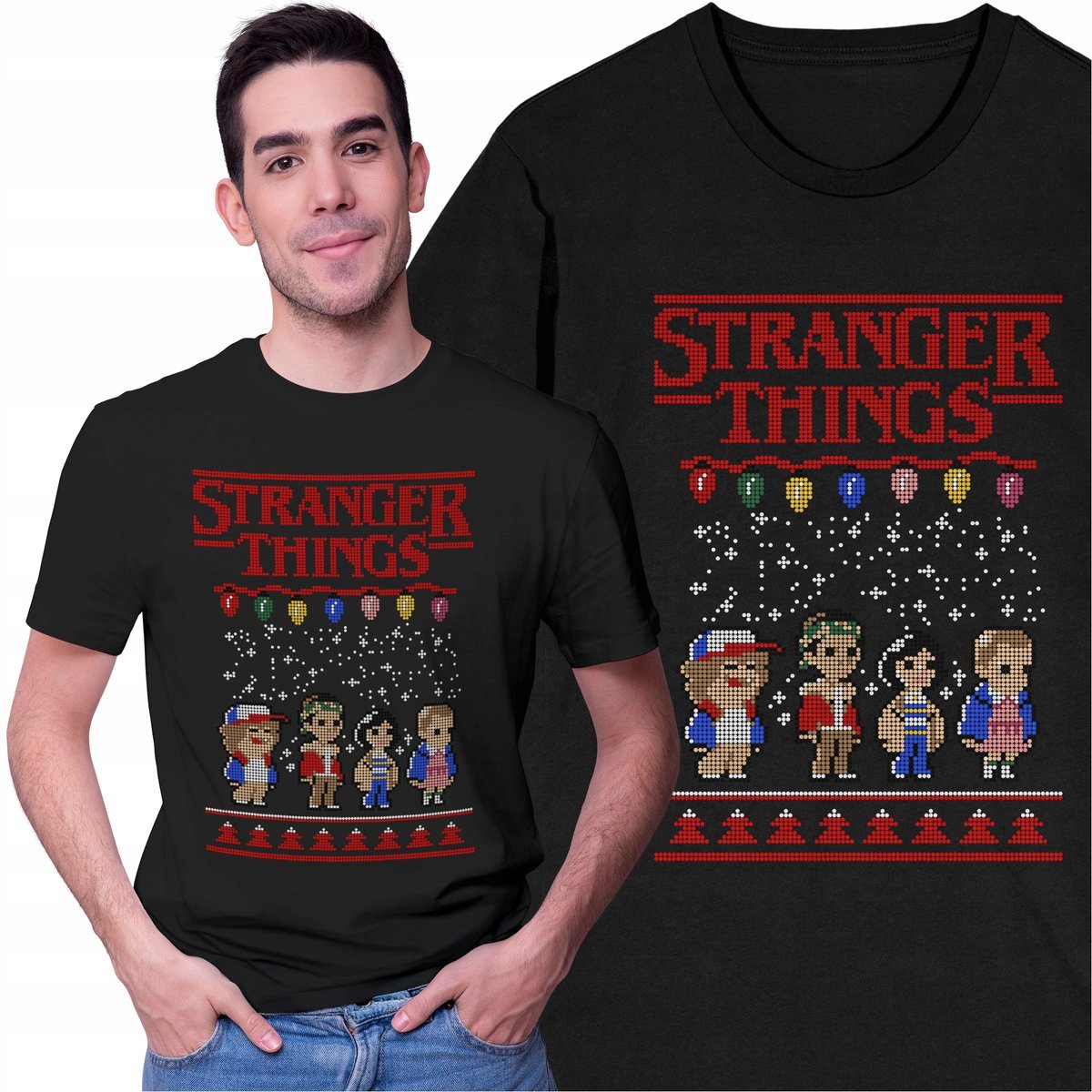 Koszulka Świąteczna T-shirt na Święta Strange Things Serial Netflix