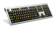 Klawiatury - Logickeyboard LKB-LPRNTYB-AJPU klawiatura Biuro USB Francuski Czarny, Srebrny LKB-LPRNTYB-AJPU-FR - miniaturka - grafika 1