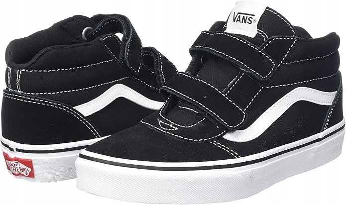 VANS TRAMPKI DZIECIĘCE CZARNE NA RZEPY Z BIAŁYM PASKIEM 38,5 16CA