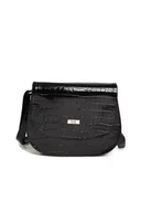 Torebki damskie - Czarna torebka listonoszka motyw krokodyla - miniaturka - grafika 1