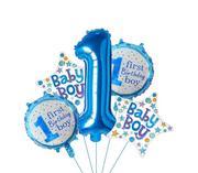 Baby shower i roczek - Zestaw balonów na roczek "1 FIRST BIRTHDAY BOY", 5 el. - miniaturka - grafika 1