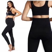 Spodnie ciążowe - ﻿BEZSZWOWE Leginsy CIĄŻOWE ocieplane Legginsy WYSOKI STAN spodnie getry L - miniaturka - grafika 1