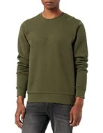 Bluzy męskie - Hackett London Męska bluza Am wytłaczana Crew, Brązowy (khaki), 3XL - miniaturka - grafika 1