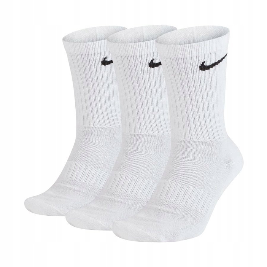 SKARPETY NIKE SKARPETKI WYSOKIE BAWEŁNIANE 3 PARY r. 42-46 BIAŁE SX7664 100