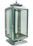 Lampiony i znicze - Znicz ze stali nierdzewnej szkło ciężki nowoczesny srebrny - miniaturka - grafika 1