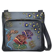 Torebki damskie - Anna by Anuschka Damski ręcznie malowany skórzany cienki organizer na ramię, Różowe safari szary - Rozmiar Uniwersalny - miniaturka - grafika 1