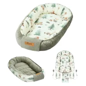 Kokony niemowlęce - Kokon niemowlęcy Flumi dwustronne gniazdko dla dzieci, beżowy + leśne zwierzątka - miniaturka - grafika 1