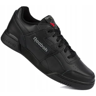 Męskie buty sportowe sneakersy skórzane czarne REEBOK WORKOUT PLUS - Buty trekkingowe męskie - miniaturka - grafika 1