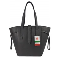 Torebki damskie - Pakowna włoska torebka skórzana na ramię mieści A4 ,Vera Pelle , Szara BKL25G - miniaturka - grafika 1