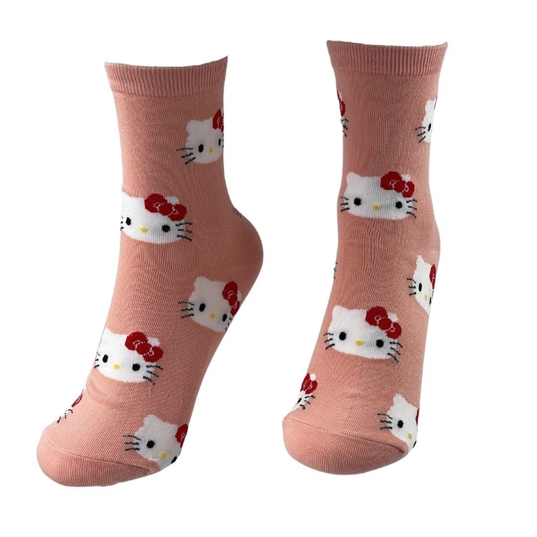 Skarpetki Bawełniane Długie Różowe Hello Kitty Damskie Anime 36-40