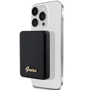 Guess Powerbank indukcyjny 15W GUPBM5ALGSGK 5000mAh czarny/black MagSafe Metal Script Logo - Powerbanki - miniaturka - grafika 1