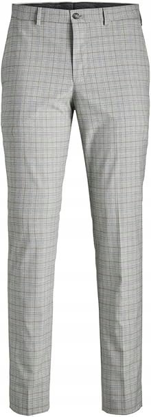 JACK&JONES SPODNIE MĘSKIE W KRATKĘ SZARE 50 J_O