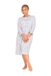 KOSZULA NOCNA DAMSKA XL RĘKAW 7/8 BAWEŁNIANA LUŹNA ROZPINANA NIEBIESKA - Bielizna nocna KOSZULA NOCNA DAMSKA XL RĘKAW 7/8 BAWEŁNIANA LUŹNA ROZPINANA NIEBIESKA - Bielizna nocna - miniaturka - grafika 1