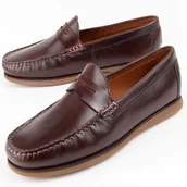 Mokasyny męskie - Purapiel Mokasyn Mocca7 Br?zowy - miniaturka - grafika 1