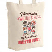 Torby i wózki na zakupy - Torba bawełniana z dnem Dzień Nauczyciela Trzeba mieć wielkie serce Prezent - miniaturka - grafika 1