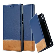 Etui i futerały do telefonów - Cadorabo Etui do Huawei P7 w kolorze ciemnoniebieskim brązowym Etui na telefon komórkowy z magnetycznym zamknięciem, funkcją podstawki i miejscem na kartę Etui Etui ochronne Etui z klapką w stylu książki - miniaturka - grafika 1