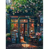 Rękodzieło - TEMU Zestaw do Malowania Diamentami "Urocza Księgarnia", 30x40 cm, Pełne Wiercenie Okrągłe Obrazy z Motywem Krajobrazu na Płótnie, Mozaika DIY - miniaturka - grafika 1