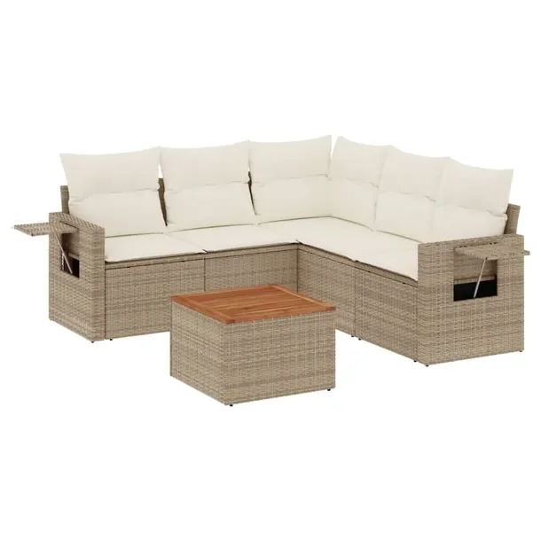 Zestaw mebli ogrodowych z rattanem PE, beżowy, wymiary: 62 x 62 x 69 cm, 5