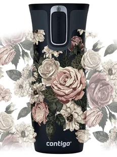 Kubek termiczny Contigo West Loop 2.0 470 ml - Glamour Kwiaty - czarny - Kubki termiczne - miniaturka - grafika 1