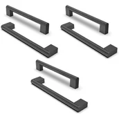 Zawiasy, okucia i inne akcesoria - Nowoczesne europejskie uchwyty do szuflad – rozstaw otworów 160 mm – idealne do szafek i mebli kuchennych – czarne – opakowanie 6 szt. - miniaturka - grafika 1