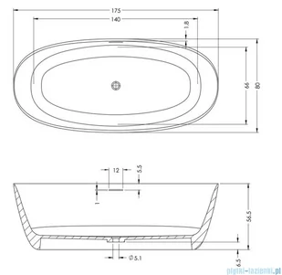 Riho LIMITED Oval wanna wolnostojąca BIAŁY MAT 175x80cm B152001105 - Wanny z hydromasażem - miniaturka - grafika 2