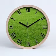 Zegary - Cichy ścienny drewno zegar zielona trawa fi 30 cm, Tulup - miniaturka - grafika 1