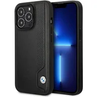 Etui i futerały do telefonów - Etui BMW BMHCP14X22RBDK iPhone 14 Pro Max 6,7" czarny/black hardcase Leather Blue Dots - miniaturka - grafika 1