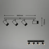 Lampy sufitowe - Briloner Reflektor sufitowy Plek GU10 czarny/srebrny 4-punktowy - miniaturka - grafika 1