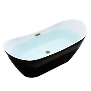 Wanna wolnostojąca czarno biała złoty przelew oraz korek 150 cm Rica Hydrosan - Wanny - miniaturka - grafika 1