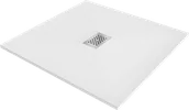 Brodziki prysznicowe - Mexen Hugo brodzik kwadratowy SMC 100 x 100 cm, biały, maskownica inox - 42101010-X - miniaturka - grafika 1
