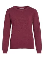 Swetry damskie - Vila Damski sweter z dzianiny, okrągły dekolt, Beet Red, XXL - miniaturka - grafika 1
