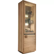 Witryny - Witryna I Drewniana z Dzikiego Dębu Prawa WZ-0159-5101 WZ-0159 Dąb G+K Meble Dąb Dziki Olejowany, Czarny - miniaturka - grafika 1