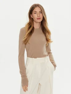 Calvin Klein Sweter K20K207452 Beżowy Regular Fit - Swetry damskie - miniaturka - grafika 1