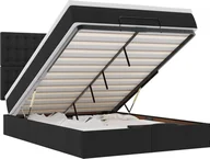 Łóżka - Rama łóżka otomana z materacem, czarna, 140x190 cm, tkanina - miniaturka - grafika 1
